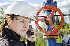 Woman engineer in the oilfield