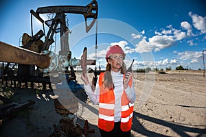 Woman engineer in the oilfield