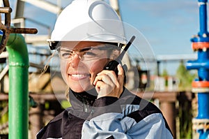 Woman engineer in the oilfield