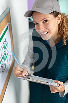 woman engineer working at construction site