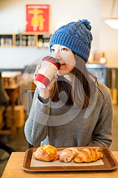 Woman enjoy her morning coffee