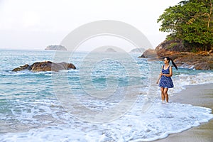 Woman enjoy in morning in Lonely Beach