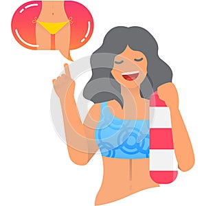 Woman enjoy water aerobics to slim vector icon