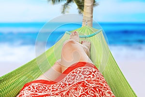 Woman enjoying on the beach