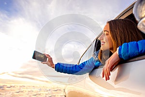 Woman enjoying beautiful cloudscape