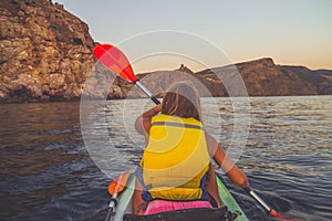 Woman enjoying boating.