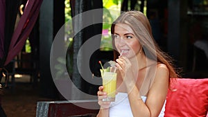 Woman enjoying a cocktail