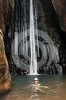 The Waterfall Cachoeira Capelao, in Brazil photo