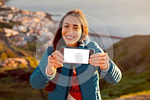 Woman enjoying landscape view near Santa Cruz city