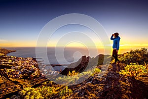 Woman enjoying landscape view near Santa Cruz city