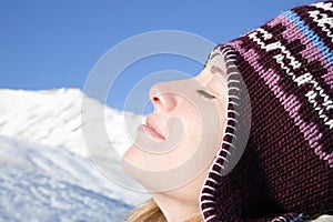 Woman enjoying mountain