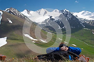 Woman enjoying the mountain view