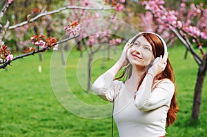 Woman enjoying music