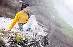 Woman Enjoying Nature. Travel and wanderlust concept