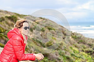 Woman enjoying the sea view at Goolwa beach