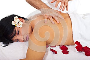 Woman enjoying a spa massage