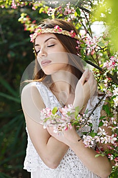 Woman enjoying spring purity