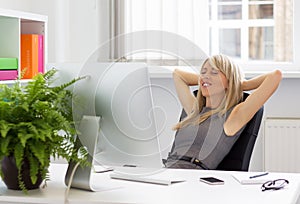 Woman enjoying successful day at work