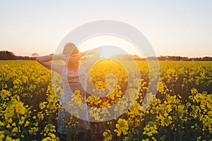 Woman enjoying summer and nature