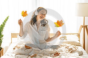 Woman enjoying sunny morning