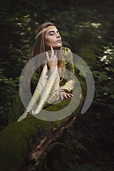 Woman enjoys forest beauty