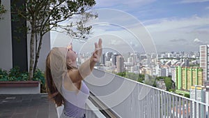 Woman Enjoys Singapore