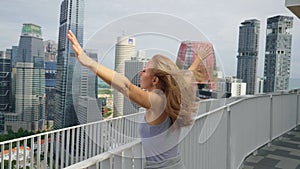 Woman Enjoys Singapore