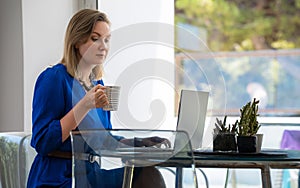 Woman entrepreneur with laptop