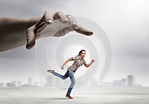 Woman escape from hand