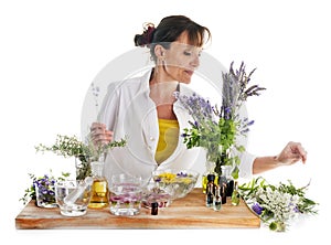 Woman and essential oils