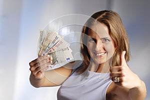 Woman with Euro photo