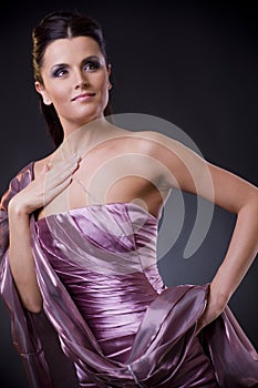 Woman in evening dress with stole