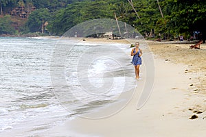 Woman exercise morning in Lonely Beach