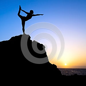 Woman exercise yoga silhouette