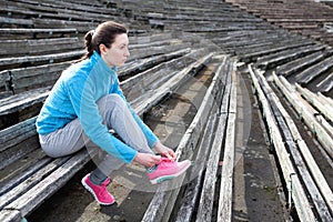 woman exercises jogging and running