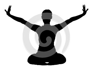 Woman exercises yoga, Sitting yoga pose silhouette