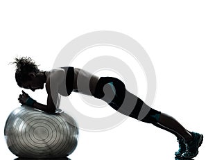 Woman exercising fitness ball workout