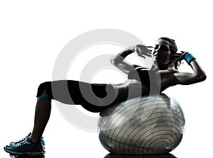 Woman exercising fitness ball workout