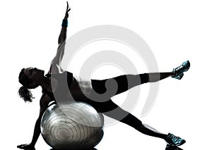 Woman exercising fitness ball workout