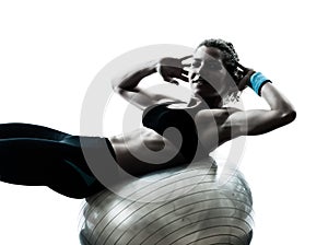 Woman exercising fitness ball workout