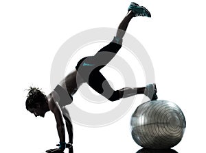 Woman exercising fitness ball workout