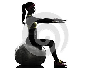 Woman exercising fitness ball workout silhouette