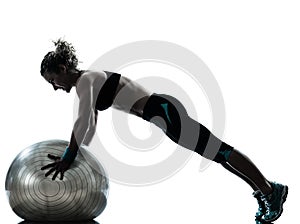 Woman exercising fitness ball workout silhouette