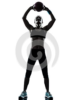 Woman exercising fitness ball workout silhouette