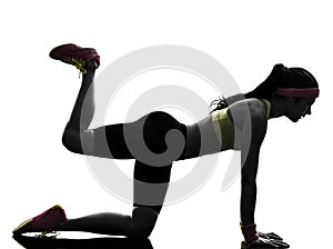 Woman exercising fitness workout plank position silhouette