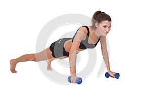 Woman exercising fitness workout push ups