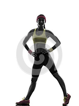Woman exercising fitness workout standing silhouette