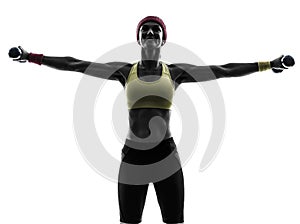 Woman exercising fitness workout weight training silhouette