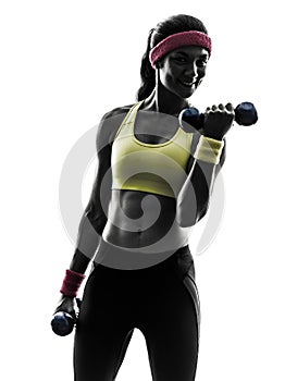 Woman exercising fitness workout weight training silhouette