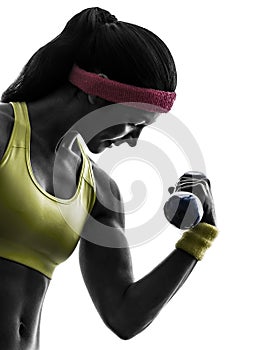 Woman exercising fitness workout weight training silhouette